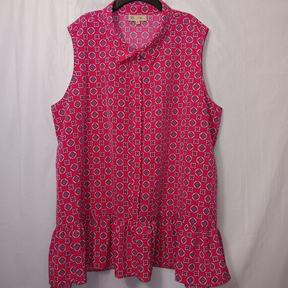 DG2 by DIANE GILMAN SLEEVELESS RUFFLED TRIM TOP - Picture 14 of 15